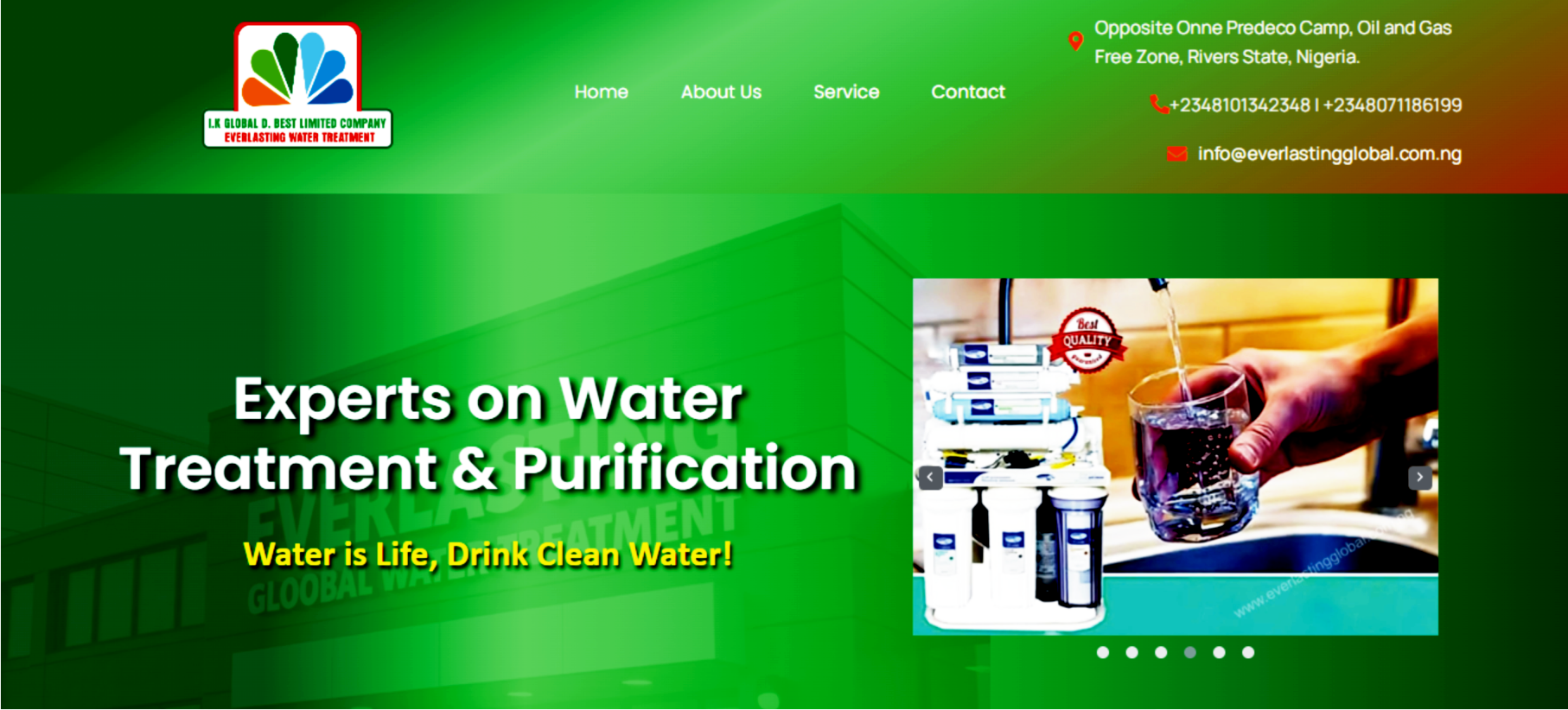 everlasting global water treatment website sample